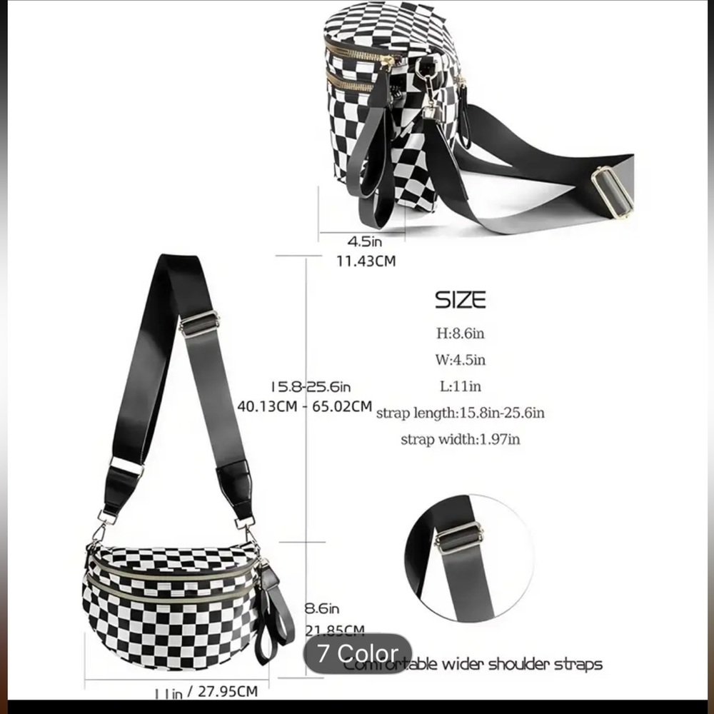 Plaid Crossbody Bag - Black and Brown - Picture 2 of 3